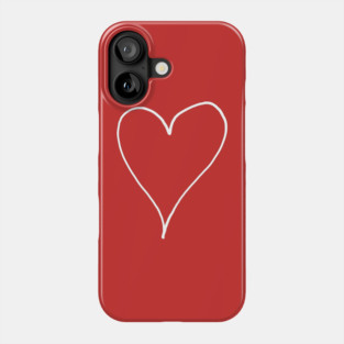 White Line Heart Outline - Valentine's Day Phone Case