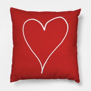 White Line Heart Outline - Valentine's Day Pillow