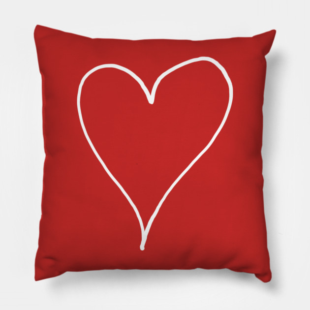 White Line Heart Outline - Valentine's Day Pillow by Creatifly Graphic Tees