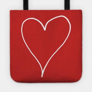 White Line Heart Outline - Valentine's Day Tote