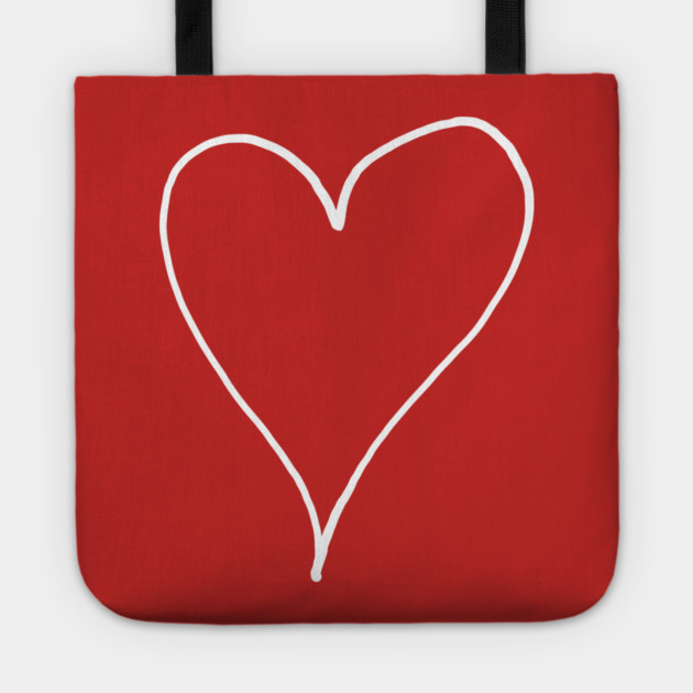 White Line Heart Outline - Valentine's Day Tote by Creatifly Graphic Tees