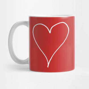 White Line Heart Outline - Valentine's Day Mug