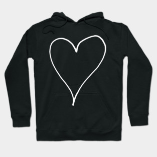 White Line Heart Outline - Valentine's Day Hoodie