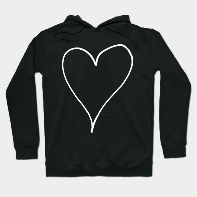 White Line Heart Outline - Valentine's Day Hoodie by Creatifly Graphic Tees
