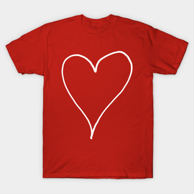 White Line Heart Outline - Valentine's Day T-Shirt by Creatifly Graphic Tees