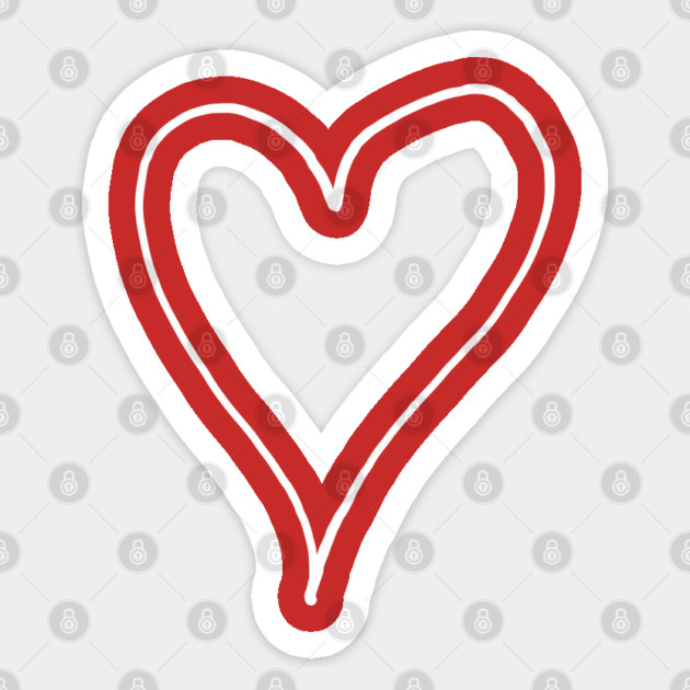 White Line Heart Outline - Valentine's Day Sticker by Creatifly Graphic Tees