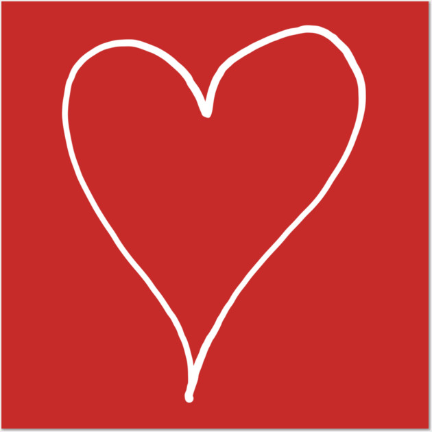 White Line Heart Outline - Valentine's Day Wall Art by Creatifly Graphic Tees