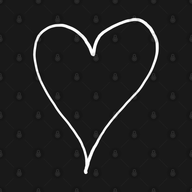 White Line Heart Outline - Valentine's Day by Creatifly Graphic Tees