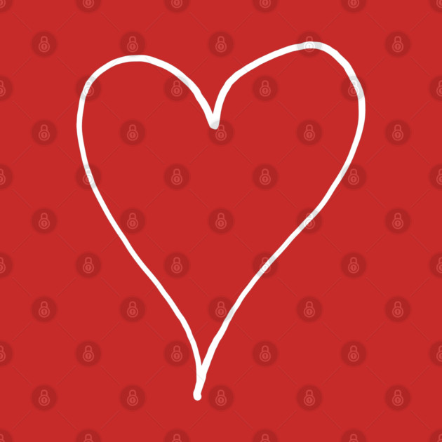 White Line Heart Outline - Valentine's Day by Creatifly Graphic Tees