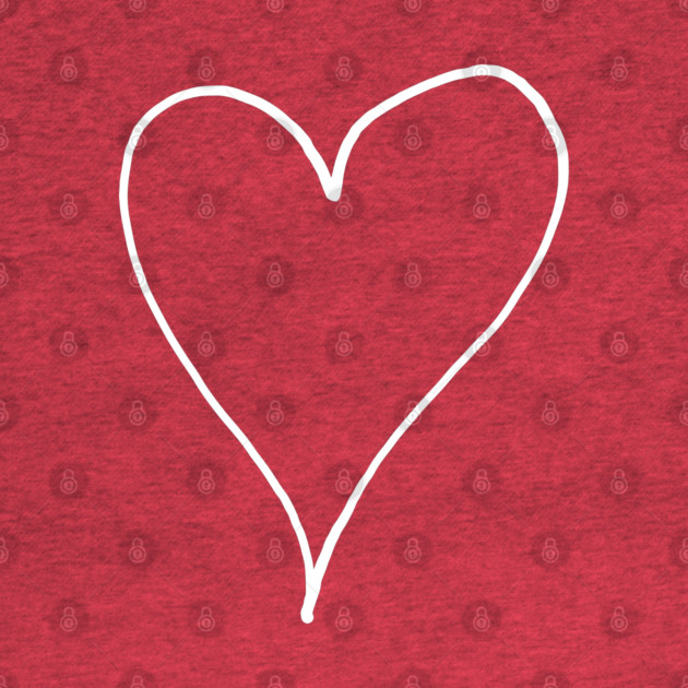 White Line Heart Outline - Valentine's Day by Creatifly Graphic Tees
