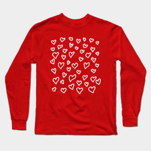Hand Drawn Hearts Pattern Long Sleeve T-Shirt