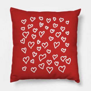 Hand Drawn Hearts Pattern Pillow