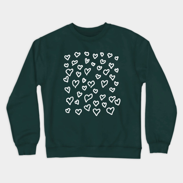 Hand Drawn Hearts Pattern Crewneck Sweatshirt by Creatifly Graphic Tees