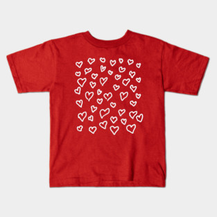 Hand Drawn Hearts Pattern Kids T-Shirt