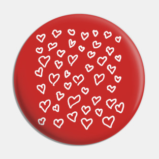 Hand Drawn Hearts Pattern Pin