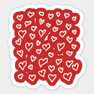 Hand Drawn Hearts Pattern Sticker