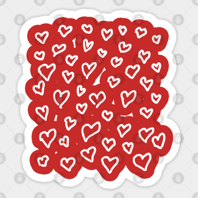 Hand Drawn Hearts Pattern Sticker by Creatifly Graphic Tees