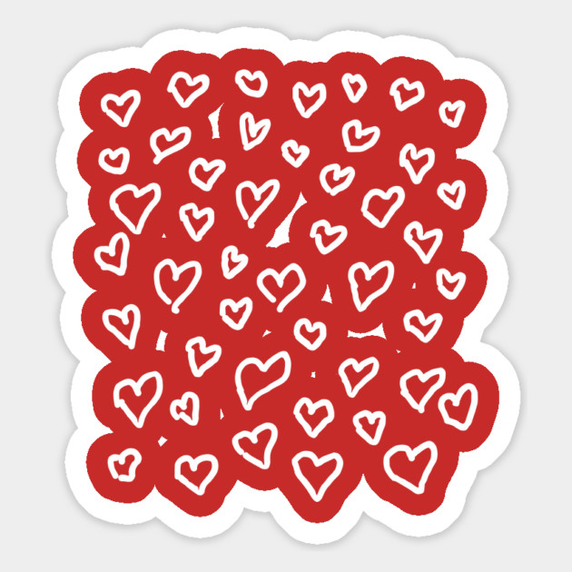 Hand Drawn Hearts Pattern Magnet by Creatifly Graphic Tees