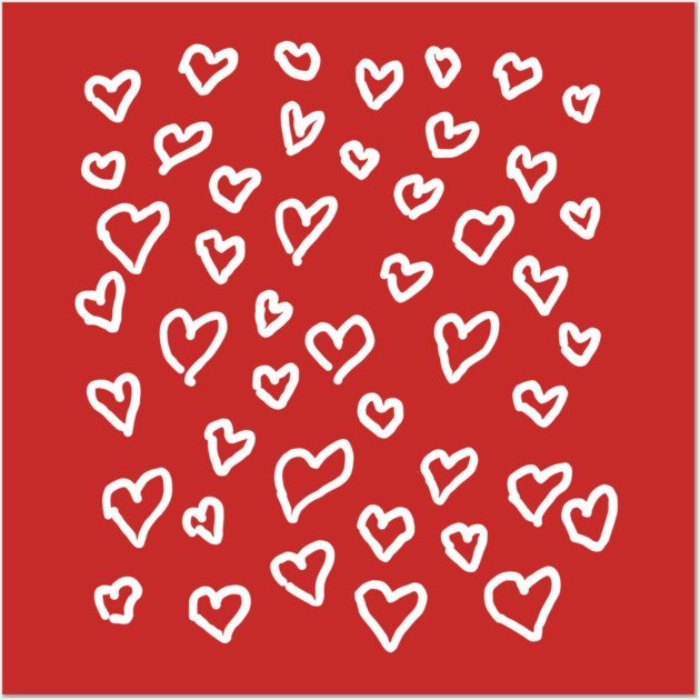 Hand Drawn Hearts Pattern Wall Art by Creatifly Graphic Tees