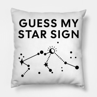 Guess My Star Sign – Aquarius Zodiac, Astrology Constellation - Black Print Pillow