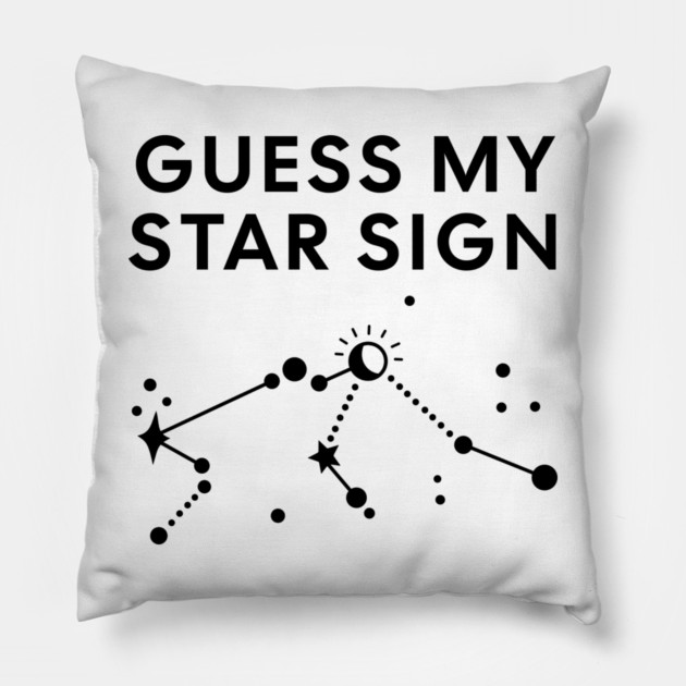 Guess My Star Sign – Aquarius Zodiac, Astrology Constellation - Black Print Pillow by Designed By Marty
