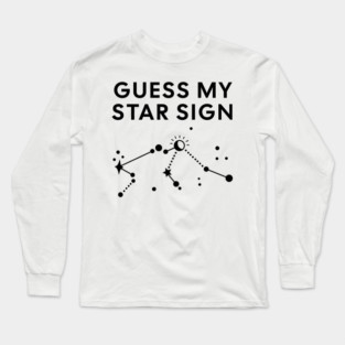 Guess My Star Sign – Aquarius Zodiac, Astrology Constellation - Black Print Long Sleeve T-Shirt