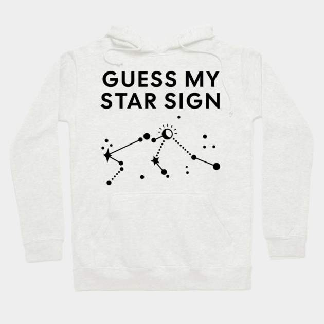 Guess My Star Sign – Aquarius Zodiac, Astrology Constellation - Black Print Hoodie by Designed By Marty