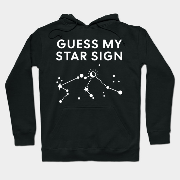 Guess My Star Sign – Aquarius Zodiac, Astrology Constellation - White Print Hoodie by Designed By Marty
