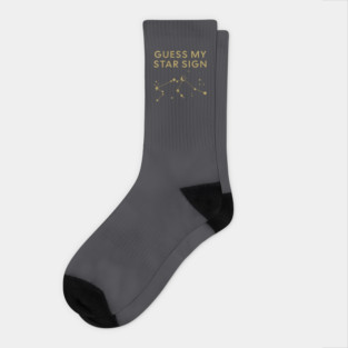 Guess My Star Sign – Aquarius Zodiac, Astrology Constellation - Antique Gold Print Socks