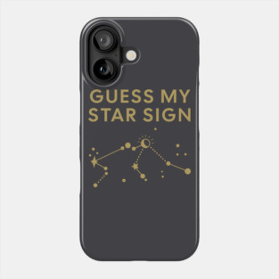Guess My Star Sign – Aquarius Zodiac, Astrology Constellation - Antique Gold Print Phone Case