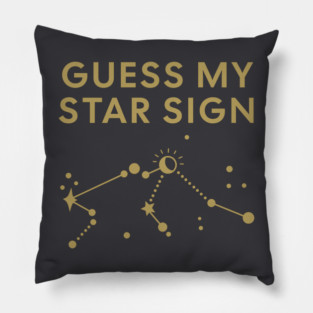 Guess My Star Sign – Aquarius Zodiac, Astrology Constellation - Antique Gold Print Pillow