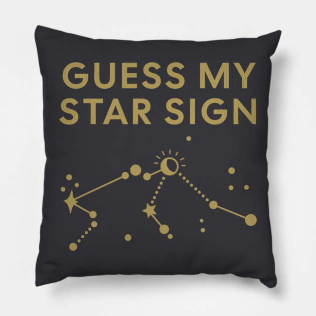 Guess My Star Sign – Aquarius Zodiac, Astrology Constellation - Antique Gold Print Pillow by Designed By Marty