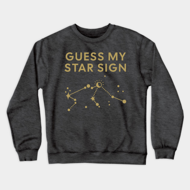 Guess My Star Sign – Aquarius Zodiac, Astrology Constellation - Antique Gold Print Crewneck Sweatshirt by Designed By Marty