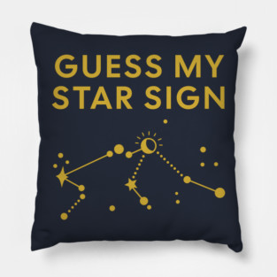 Guess My Star Sign – Aquarius Zodiac, Astrology Constellation - Classic Gold Print Pillow