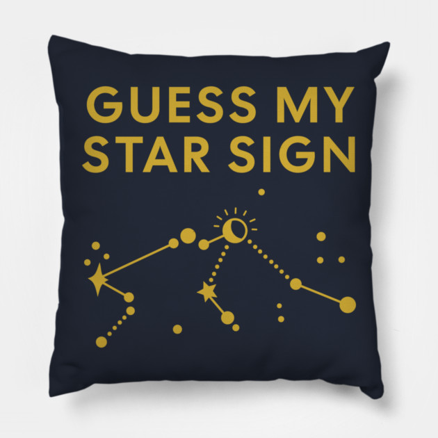 Guess My Star Sign – Aquarius Zodiac, Astrology Constellation - Classic Gold Print Pillow by Designed By Marty