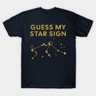 Guess My Star Sign – Aquarius Zodiac, Astrology Constellation - Classic Gold Print T-Shirt