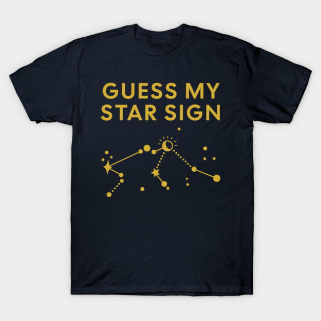 Guess My Star Sign – Aquarius Zodiac, Astrology Constellation - Classic Gold Print T-Shirt by Designed By Marty