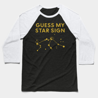 Guess My Star Sign – Aquarius Zodiac, Astrology Constellation - Classic Gold Print Baseball T-Shirt