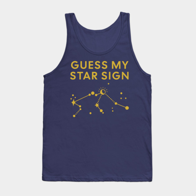 Guess My Star Sign – Aquarius Zodiac, Astrology Constellation - Classic Gold Print Tank Top by Designed By Marty