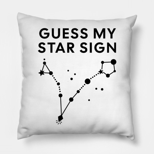 Guess My Star Sign – Pisces Zodiac, Astrology Constellation - Black Print Pillow by Designed By Marty