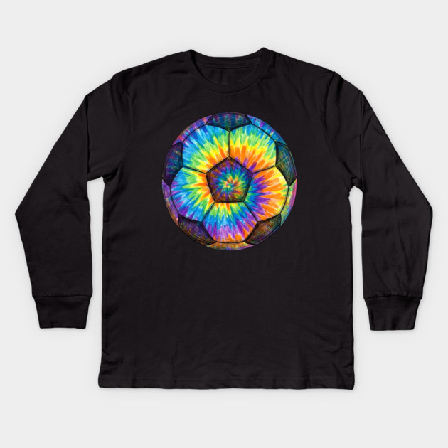 Tie-Dye Soccer Ball Kids Long Sleeve T-Shirt by Creatifly Graphic Tees