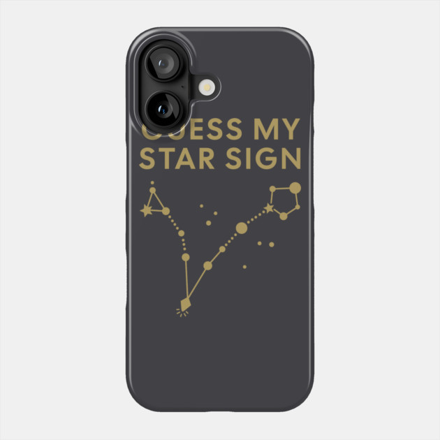 Guess My Star Sign – Pisces Zodiac, Astrology Constellation - Antique Gold Print Phone Case by Designed By Marty