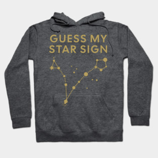 Guess My Star Sign – Pisces Zodiac, Astrology Constellation - Antique Gold Print Hoodie
