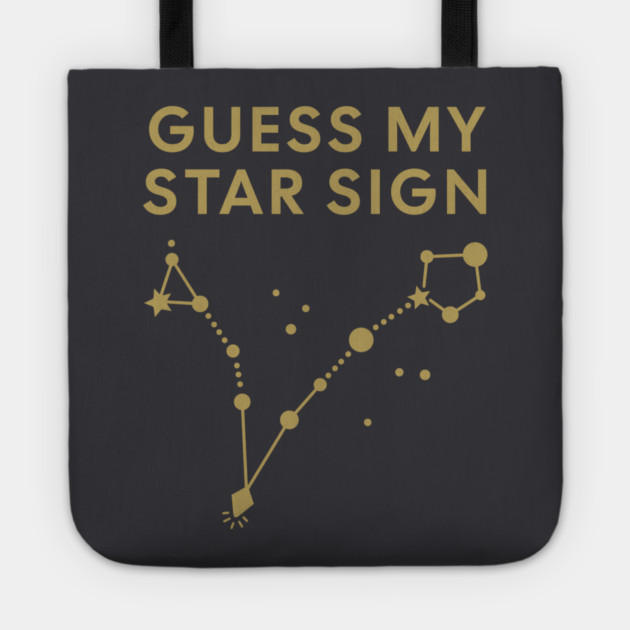 Guess My Star Sign – Pisces Zodiac, Astrology Constellation - Antique Gold Print Tote by Designed By Marty