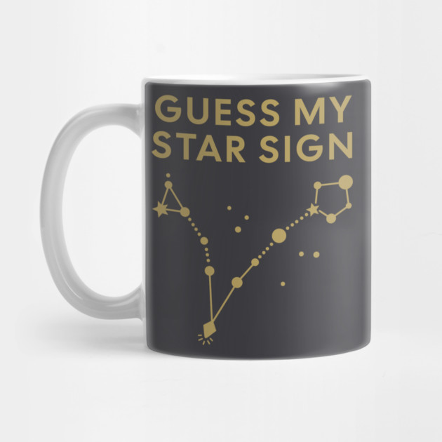 Guess My Star Sign – Pisces Zodiac, Astrology Constellation - Antique Gold Print by Designed By Marty
