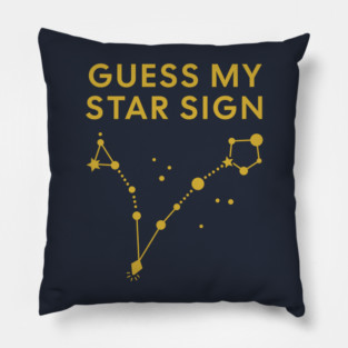 Guess My Star Sign – Pisces Zodiac, Astrology Constellation - Classic Gold Print Pillow