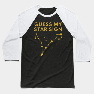 Guess My Star Sign – Pisces Zodiac, Astrology Constellation - Classic Gold Print Baseball T-Shirt