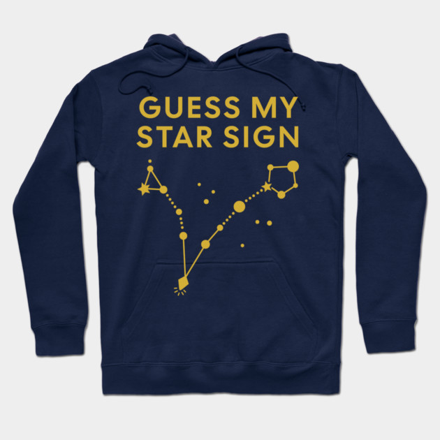 Guess My Star Sign – Pisces Zodiac, Astrology Constellation - Classic Gold Print Hoodie by Designed By Marty