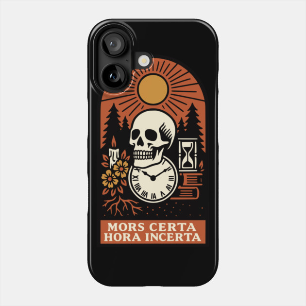Memento Mori Sunrise – “Mors Certa, Hora Incerta” Skull Art Phone Case by Designed By Marty