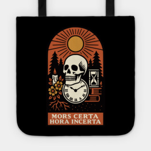 Memento Mori Sunrise – “Mors Certa, Hora Incerta” Skull Art Tote